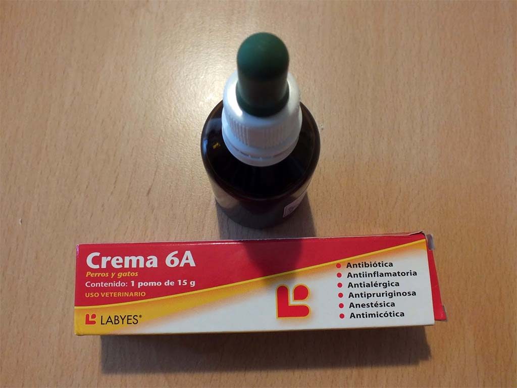 Creme vom Tierarzt, offenbar "gut" gegen alles... In der Flasche befindet sich der Propolis-Extrakt vom Imker